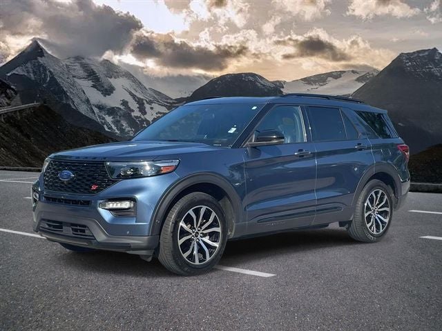 2020 Ford Explorer ST in Blue Metallic — front three-quarter view