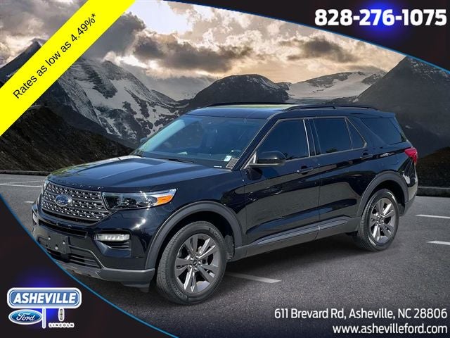 2023 Ford Explorer XLT in Agate Black Metallic — front three-quarter view