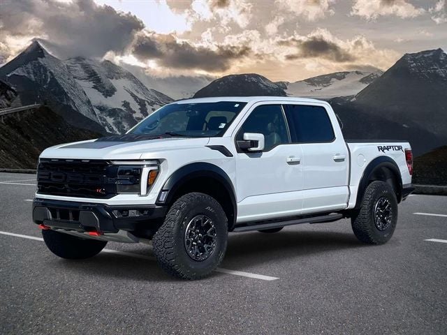 2025 Ford F-150 Raptor in Space White Metallic — front three-quarter view