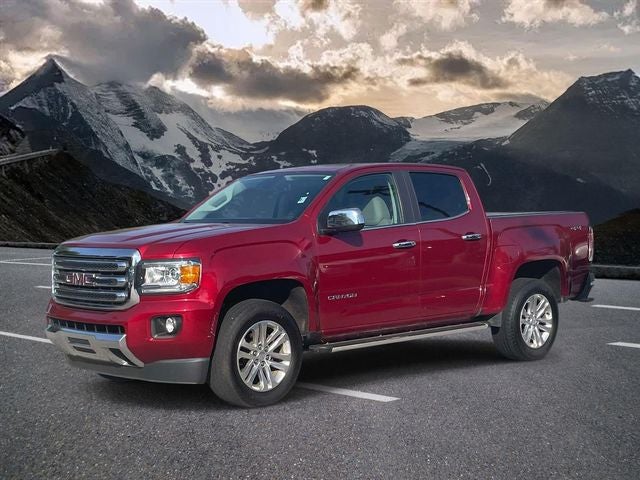 2018 GMC Canyon SLT in Red Quartz Tintcoat — front three-quarter view