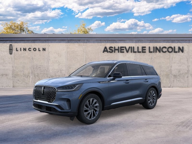 2026 Lincoln Aviator Premiere in Whisper Blue Metallic Clearcoat — front three-quarter view