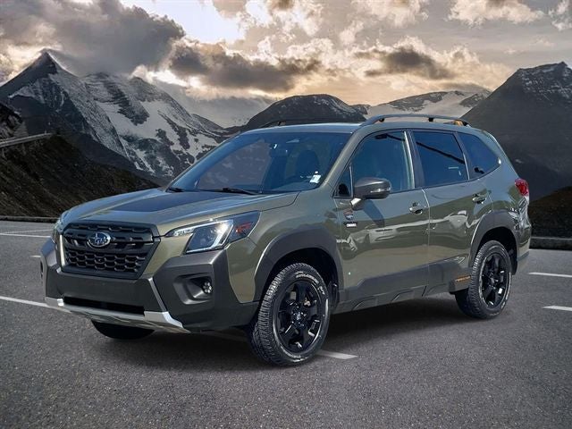2023 Subaru Forester Wilderness in Autumn Green Metallic — front three-quarter view